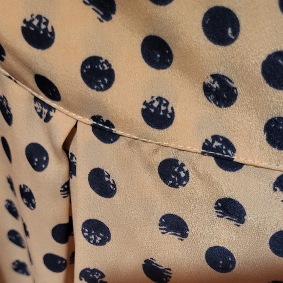 Gianni Bini Peach & Navy Polka Dot Flowy Pants Stretchy Waist Size Large NEW! - Picture 6 of 8